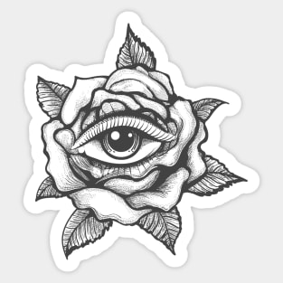 Tattoo with Human Eye inside a Rose flower Sticker